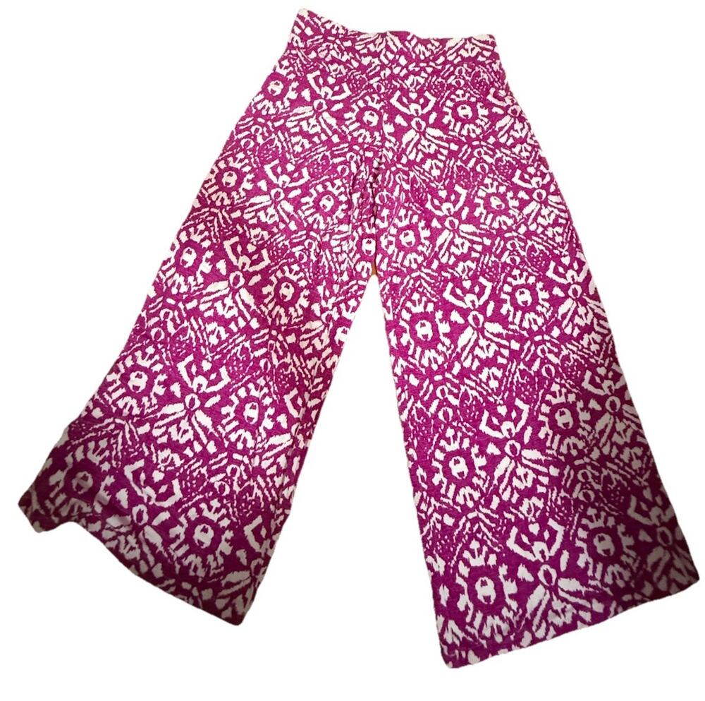 LAUREN RALPH LAUREN Women’s Fuchsia White Comfy Travel Ankle Pants Size PXS